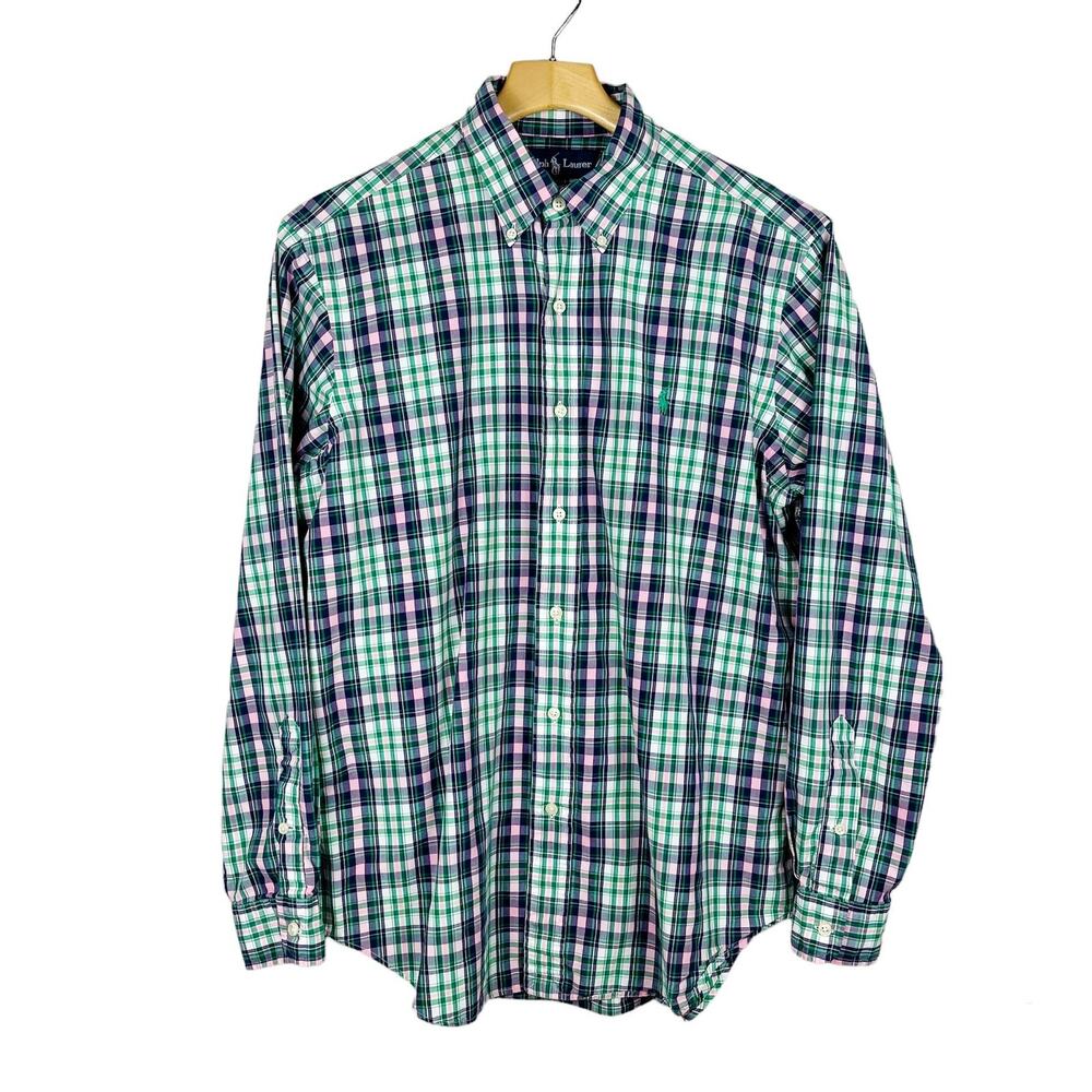 Ralph Lauren Long Sleeve Plaid Button Down Shirt Classic Fit Size Medium
